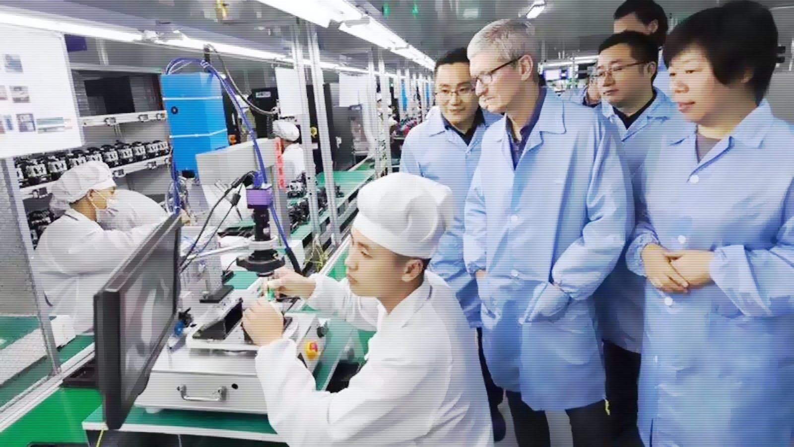 Apple CEO Tim Cook inspecting Apple Products Manufacturing