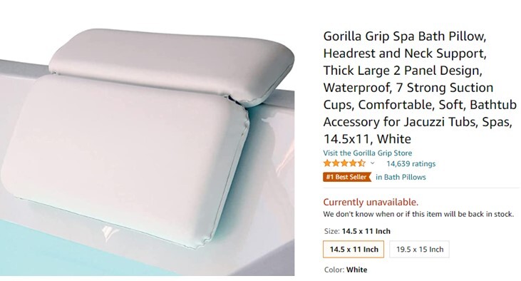 Gorilla Grip Spa Bath Pillow