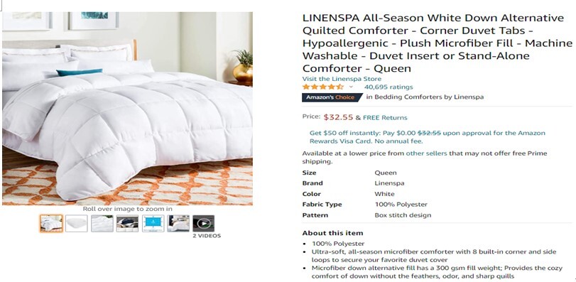 LINENSPA All-Season White Quilted Comforter