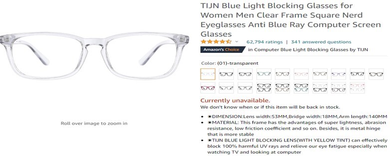 TIJN Blue Light Blocking Glasses for Women Men
