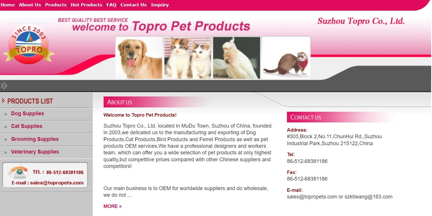 Suzhou Topro Co., Ltd. website