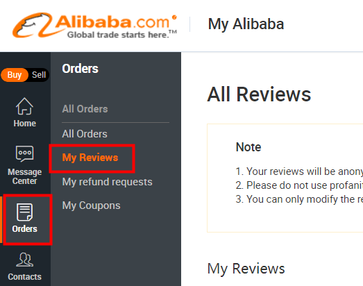 giving Feedback on Alibaba