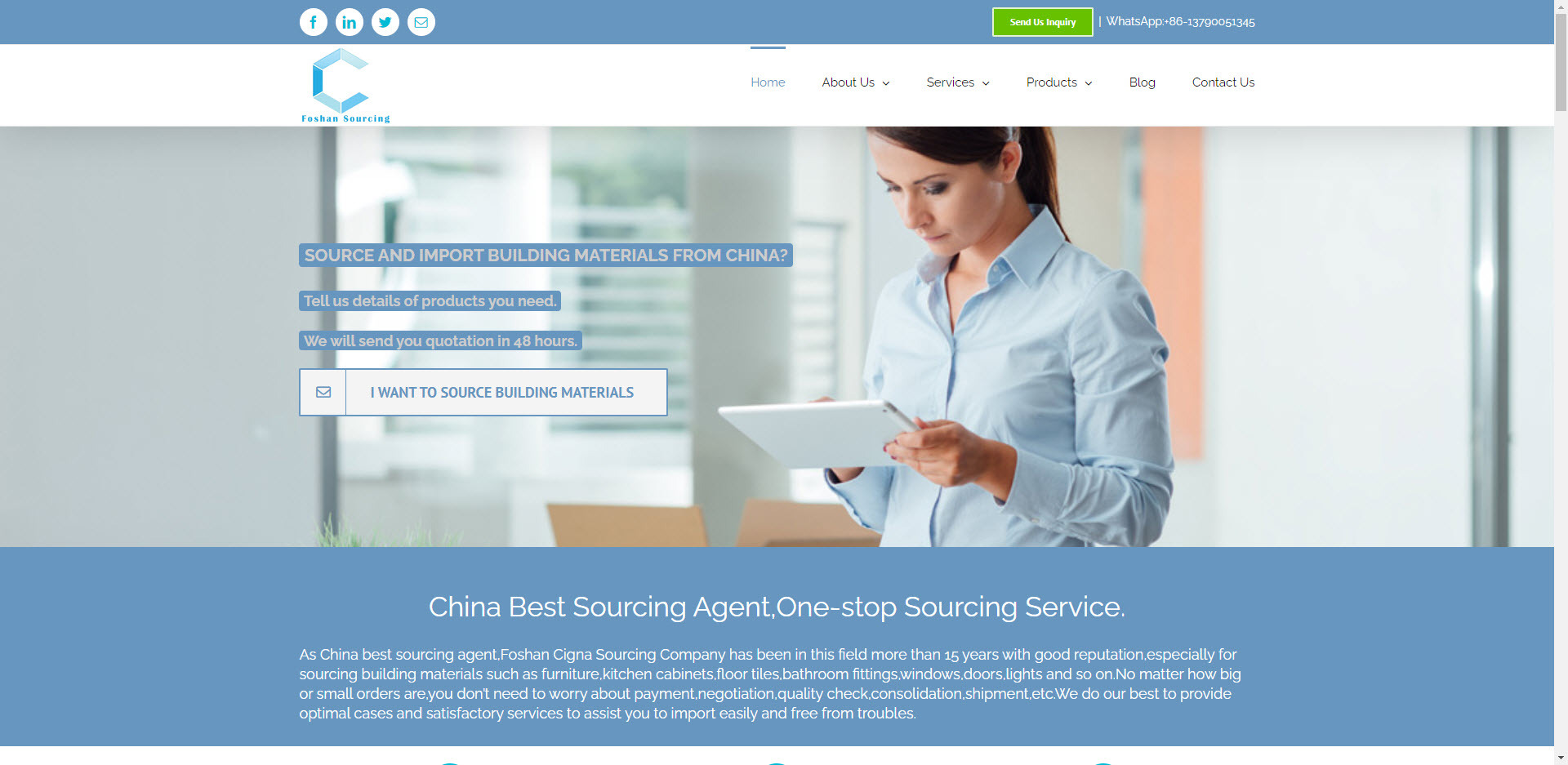 Website Home Page of Foshan Sourcing