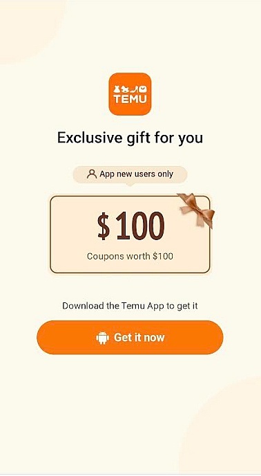 Coupons on Temu Website